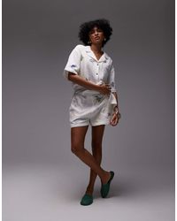 TOPSHOP - Co Ord Cotton Doodle Embroidery Pull On Shorts - Lyst