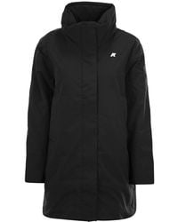 K-Way - Logo Patch Hooded Coat - Lyst