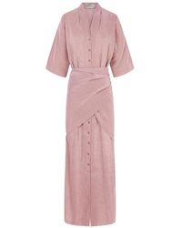 Cortana - Cleo, leinen- und seidenkleid mit roten streifen - Lyst