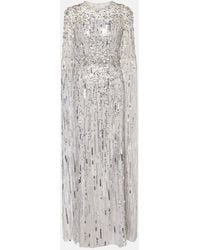 Jenny Packham - Ruby Caped Sequined Gown - Lyst
