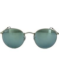 Ray-Ban - Sunglasses Round Metal 3447 019/30 Flash Mirror - Lyst