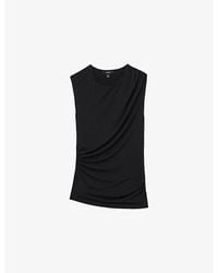 Reiss - Dani Ruched-Shoulder Sleeveless Stretch-Jersey Vest - Lyst