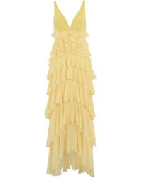 Elisabetta Franchi - Carpet Georgette Dress With Ruffles - Lyst