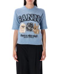 Ganni - Animals Ss Jumper - Lyst