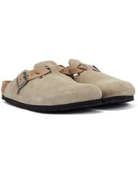 Birkenstock - Boston Sabots Régulières En Daim Taupe - Lyst