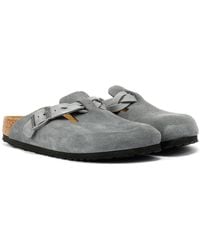 Birkenstock - Boston Braided Suede Basalt Narow Fit Clogs - Lyst