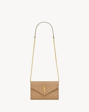 Saint Laurent Cassandre Envelope Chain Wallet - White