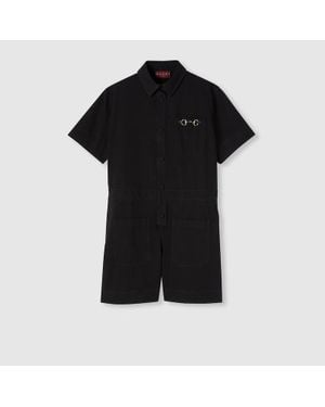 Gucci Overall Aus Denim Mit Horsebit, Größe - Schwarz