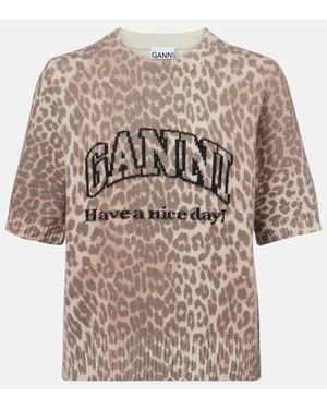 Ganni Top Aus Einem Wollgemisch - Braun