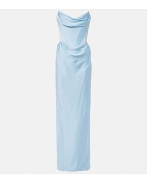 Vivienne Westwood Galaxy Strapless Satin Gown - Blue