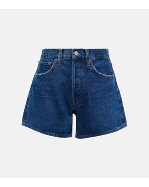 Agolde Parker Long High-Rise Denim Shorts - Blue