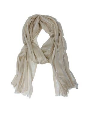 Cole Haan Metallic Stripe Oblong Scarf - White