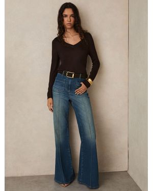 Reiss Brady Neck Top Plain - Blue