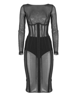 Elisabetta Franchi Tulle Bustier Dress - Black
