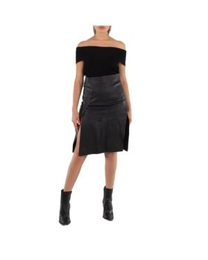 Ganni Ladies Off-Shoulder Knitted Top - Black