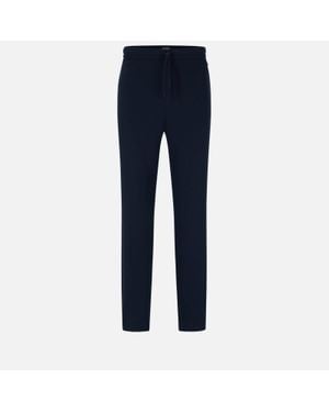 BOSS Bodywear Waffle-knit Cotton-blend Trousers - Blue