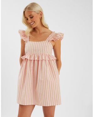 Accessorize Sleeveless Stripe Frilly Mini Dress - Pink