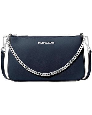 Michael Kors Jet Set Medium Saffiano Leder Crossbody Bag Navy - Blau