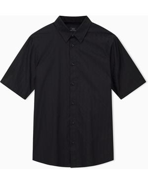 ARMANI EXCHANGE Camicia A Maniche Corte Cotone Jacquard - Nero
