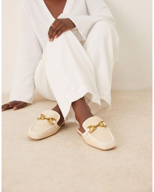 Asos Design Wide Fit – mosaic – flache loafer-mules - Natur