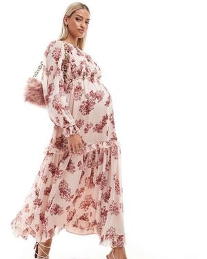 ASOS Asos Design Maternity Frill Tiered Hem Maxi Dress - Pink