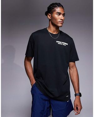 adidas Originals Camiseta Negra Con Estampado Gráfico De Taco De Adidas Running - Azul