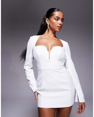 Oh Polly Sweetheart Long Sleeve Mini Dress - White