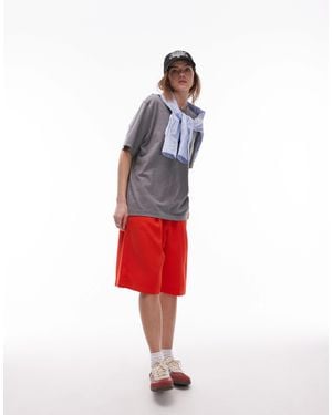 TOPSHOP Short long ajusté à enfiler - Rouge