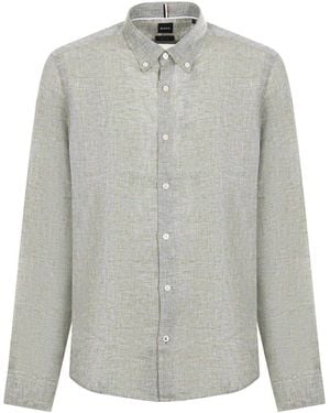 BOSS Camisa de lino de jefe - Gris