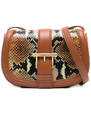 McQueen Mini T-Bar Leather Cross Body Bag - Brown