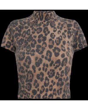 Blumarine Leopard Pronted Short-Sleeved Jumper - Black