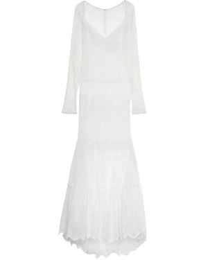 Blumarine Laced Long-Sleeve Maxi Dress - White