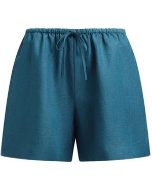 12 STOREEZ Delave drawstring linen shorts - Blau