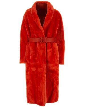 Jil Sander Shearling-Mantel - Rot