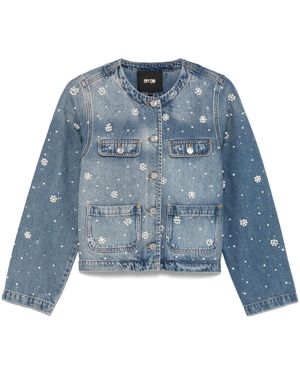 Maje Veste En Jean À Ornements En Cristal - Bleu