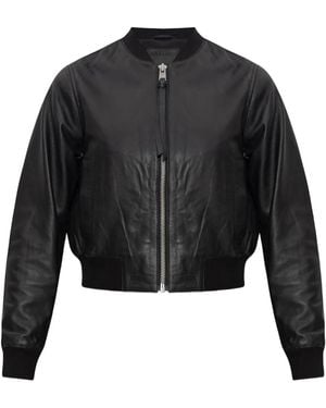 AllSaints Orten Leren Bomberjack Met Rits - Zwart