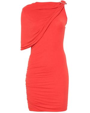 MANURI Vestido drapeado de una sola manga - Rojo