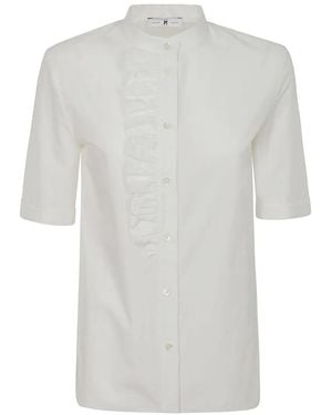 PT Torino Button-Up Shirt With Subtle Ruffle Detail - Weiß