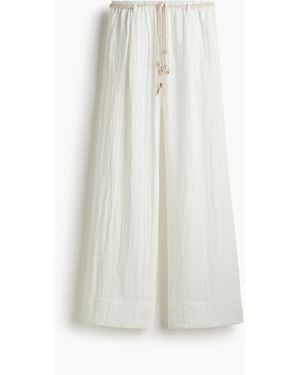 H&M Hose mit Makramee-Gürtel - Weiß