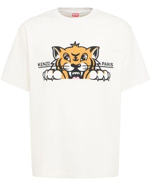 KENZO Herren Oversized T-Shirt „Kenzo Happy Tiger“ - Weiß
