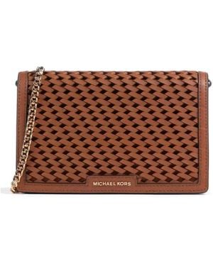 Michael Kors Braune Stepp-Schultertasche Mit Klappe