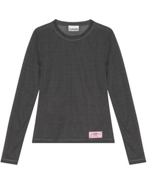 Ganni Logo Patch Dunkelgrau T-Shirt