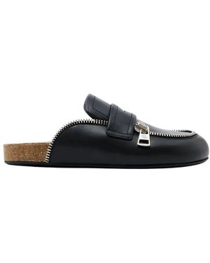 JW Anderson Schwarze Leder Biker Loafer Mules