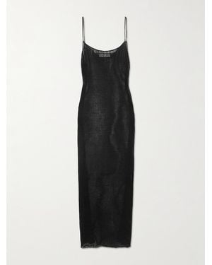 Frankie Shop Robe Longue En Lin Côtelé Sienna - Noir