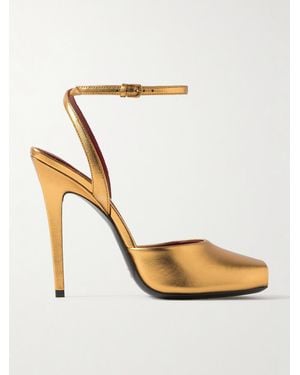 Saint Laurent La Scandale Sandalen Aus Metallic-Leder - Mettallic