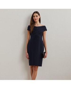 Ralph Lauren Crepe Off-the-shoulder Cocktail Dress - Blue