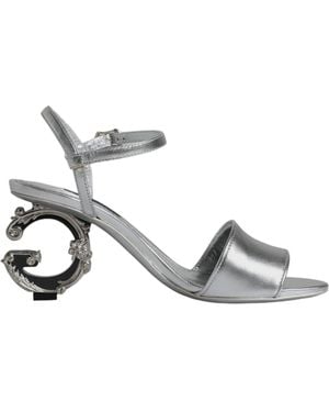 Dolce & Gabbana Keira Heels Ankle Strap Sandals Shoes - Metallic