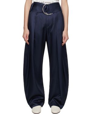 JW Anderson Pantalon Bleu Marine À Ferrures Semi-Circulaires Et À Plis