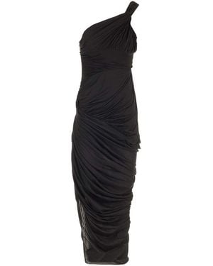 Rick Owens Draped Jersey Midi Dress Dresses - Black