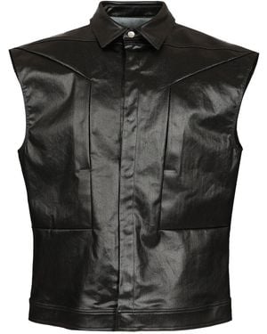 Rick Owens Sleeveless Coated Denim Shirt Jackets - Black